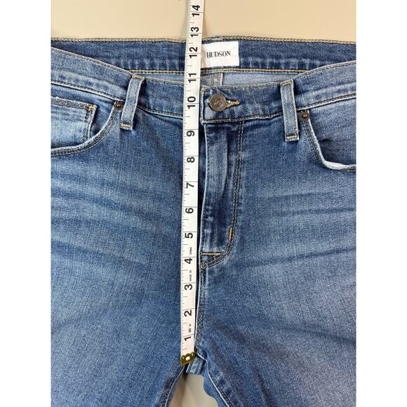 Hudson Natalie Mid-Rise Slim Boyfriend Jean 30 Medium Wash Cuffed Crop Stretch - Picture 9 of 15